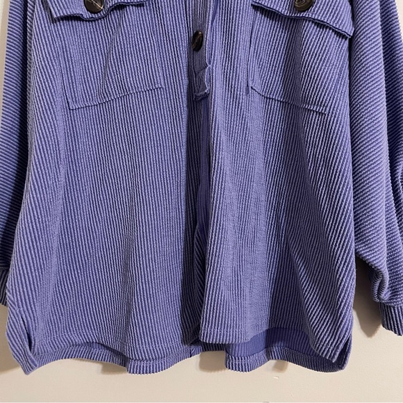 Bucket list CALL ME COZY PERIWINKLE BUTTON UP TOP - Picture 5 of 9